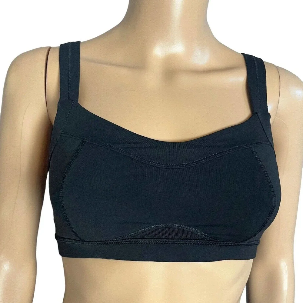 Lululemon Sports Bra Wide Strap Mesh Inset Scoop Neck Pullover